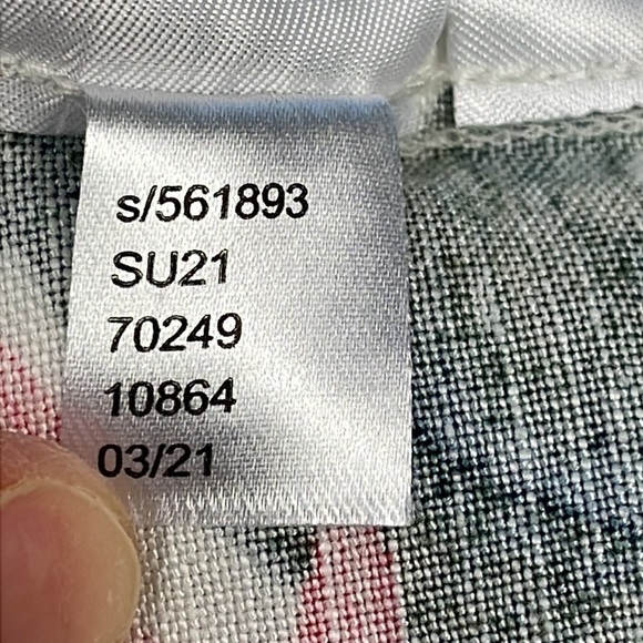 Loft Paradise Tropical Palm Tiered Maxi Dress Linen Hawaii Pink Green White Sz 4 - Picture 13 of 13